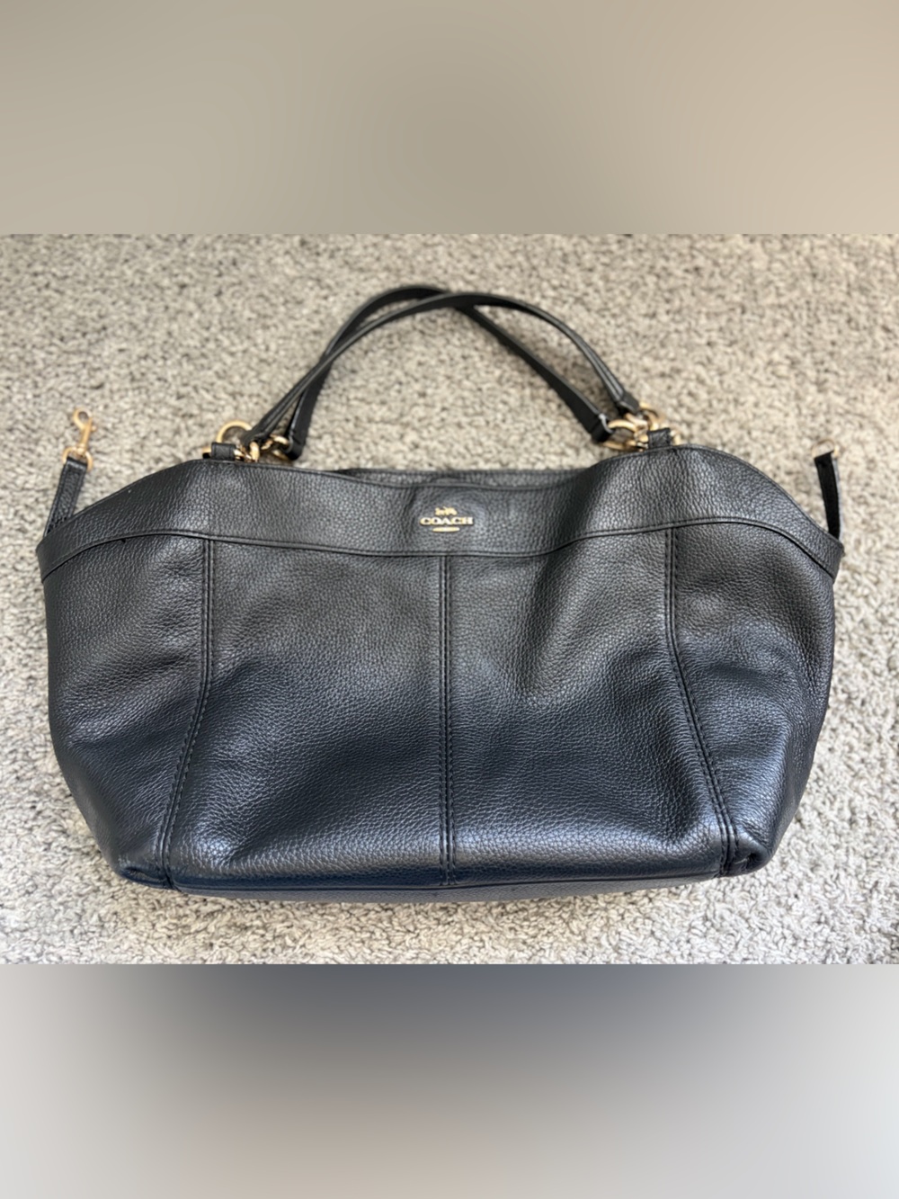Coach Black Pebble Leather Hobo Shoulder Bag with Gold Hardware - Picture 3 of 11